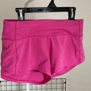 Lululemon, size 2, women’s sonic pink speed up low rise lined shorts